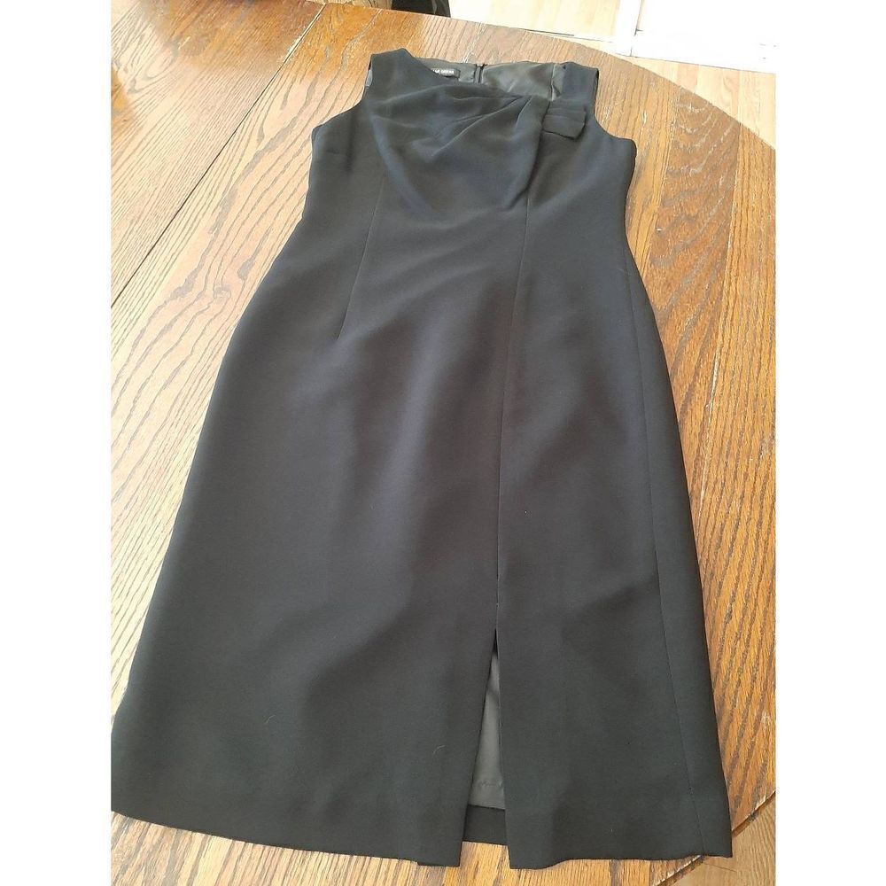 Size 4 Jones Wear Black Dress Sleeveless Midi Lined Dress Off Set Slit